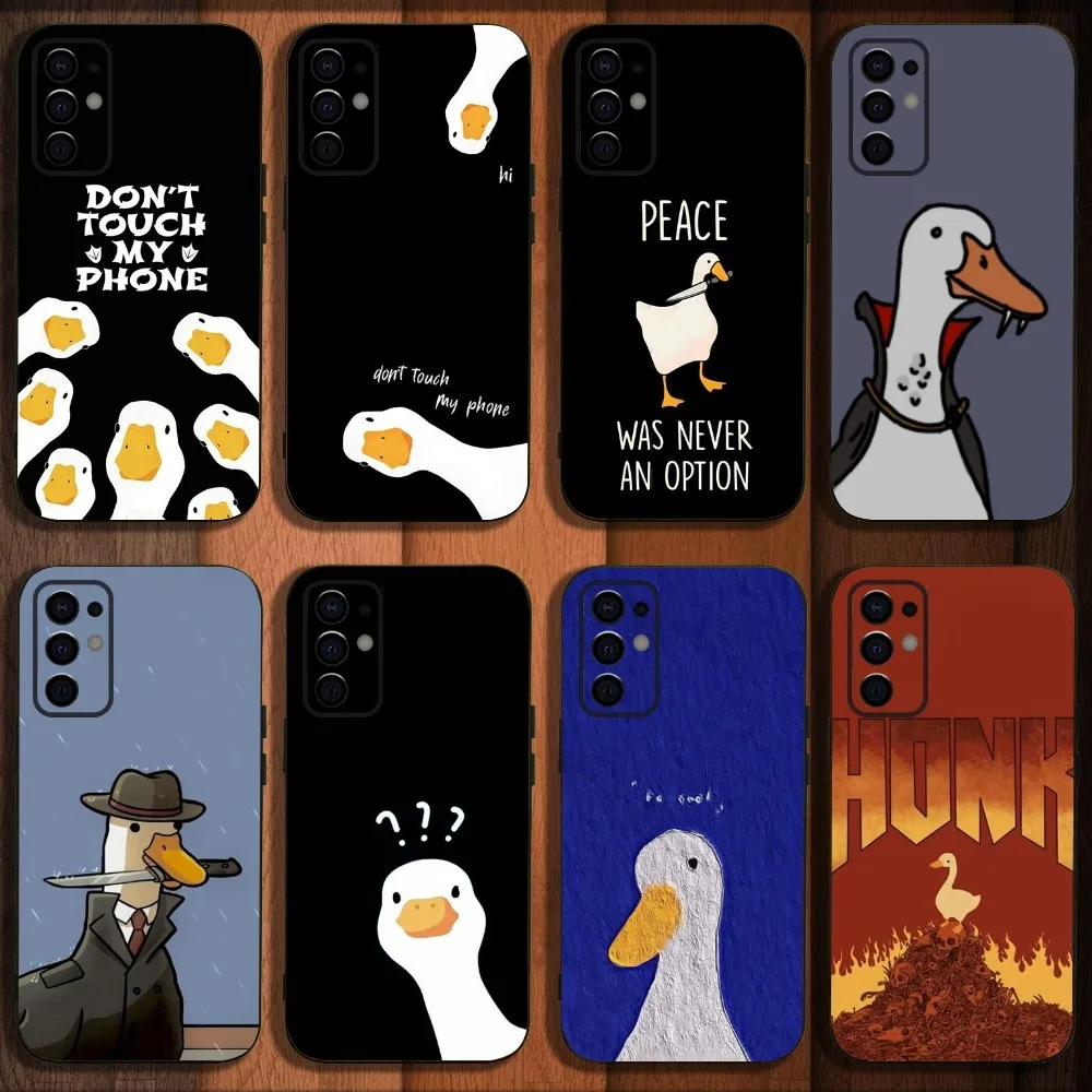 Cartoon Funny Duck Phone Case For Samsung S24,S21,S22,S23,S30,Ultra,S20,Plus,Fe,Lite,Note,10,9,5G Black Soft Cover