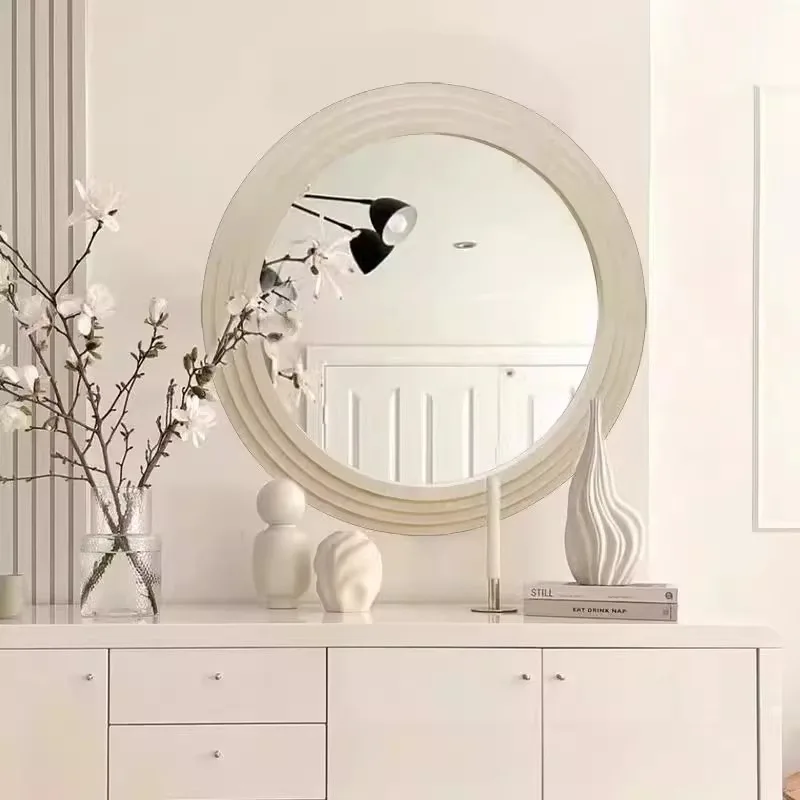 Lights Frame Decorative Mirrors Round Self Adhesive Desktop Bathroom Make Up Mirror Vanity Salon Espelho Bedroom Stuff