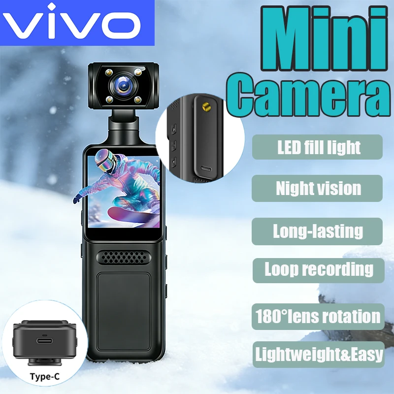 VIVO Mini Handheld Pocket Camera 4K HD Portable Digital Video Recorder Professional Anti-Shake Night Vision Action Camera