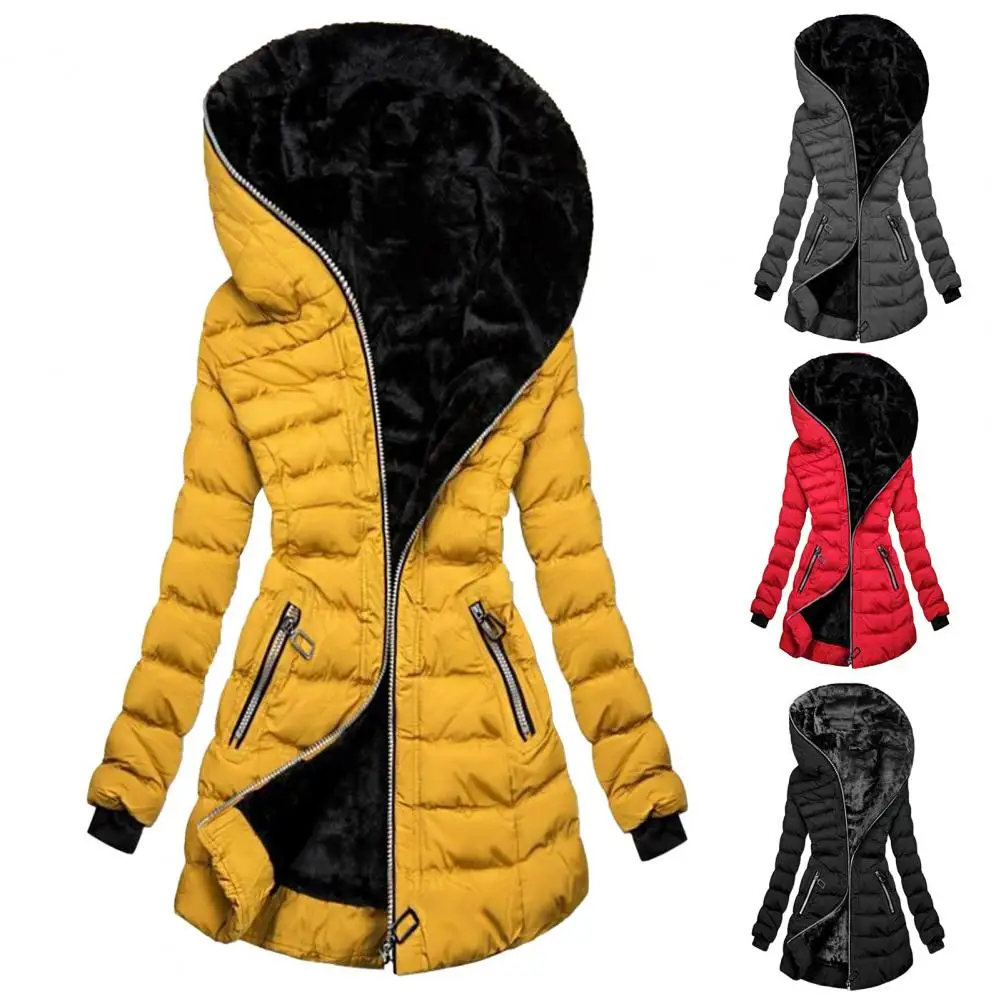 Stylish  Winter Overcoat Slim Waist Leisure Hooded Winter Coat Long Sleeve Long Winter Coat for Outdoor