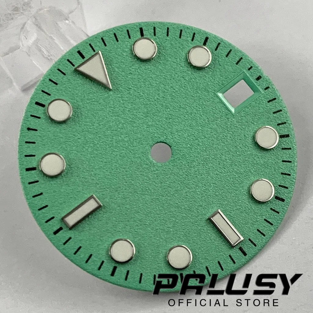 Luminous Watch Dial para o Movimento, Peças de Reposição Crown, 3 horas, 3,8 horas, Verde, NH35 NH35A 4R35, 28,5mm