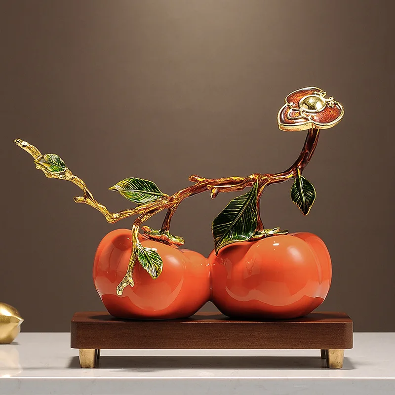 Auspicious Persimmon Decorative Ornament - High-end Living Room and Curio Cabinet Decoration, Office Relocation Gift