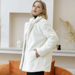 Nerz Mäntel Frauen 2022 Winter Top Mode Rosa FAUX Pelzmantel Elegante Dicke Warme Oberbekleidung Gefälschte Pelz Jacke Chaquetas Mujer