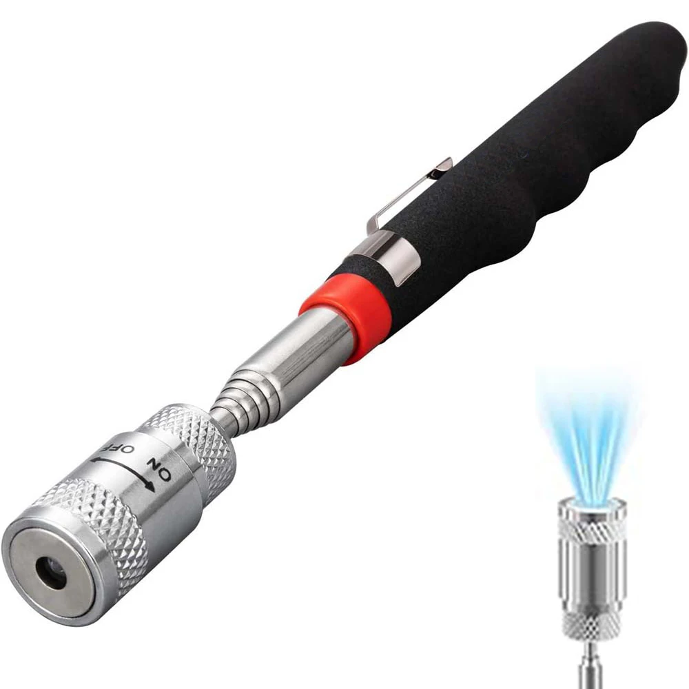 Telescopic Pick-Up Tools Magnetic Grip LED Light Extendable Long Reach Pen Adjustable Handy Tool for Picking Up Bolt Nuts Screws