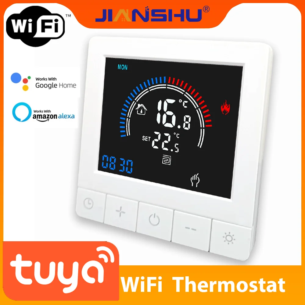 

Jianshu Tuya Smart Home Floor Thermostat 220V With Sensor smart thermostat for underfloor heating Temperature Controller