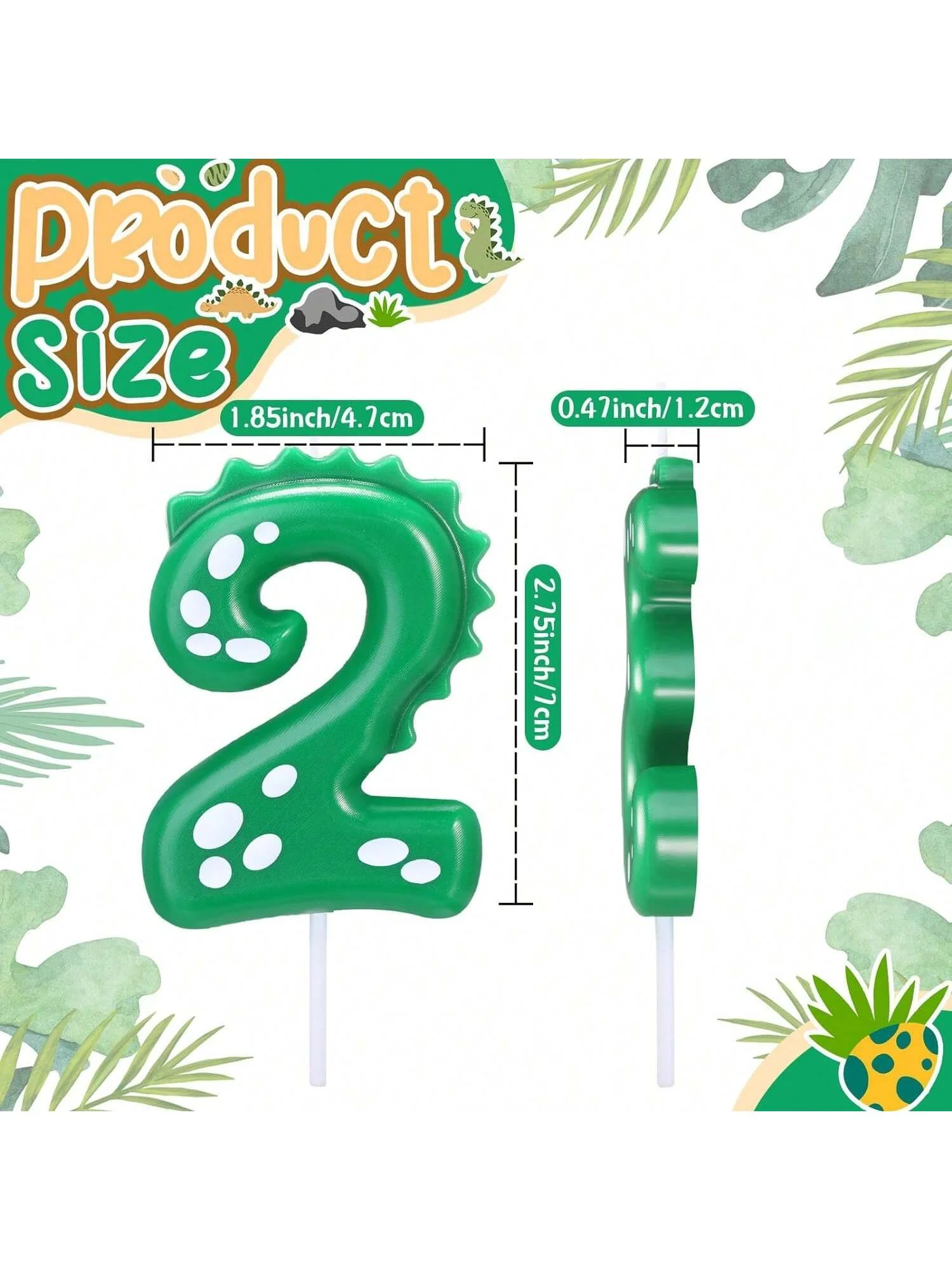 Dinosaur Birthday Candle,0-9 Green Number Candle for Dinosaur Theme Party Decoration, Number Candle for Cake Top