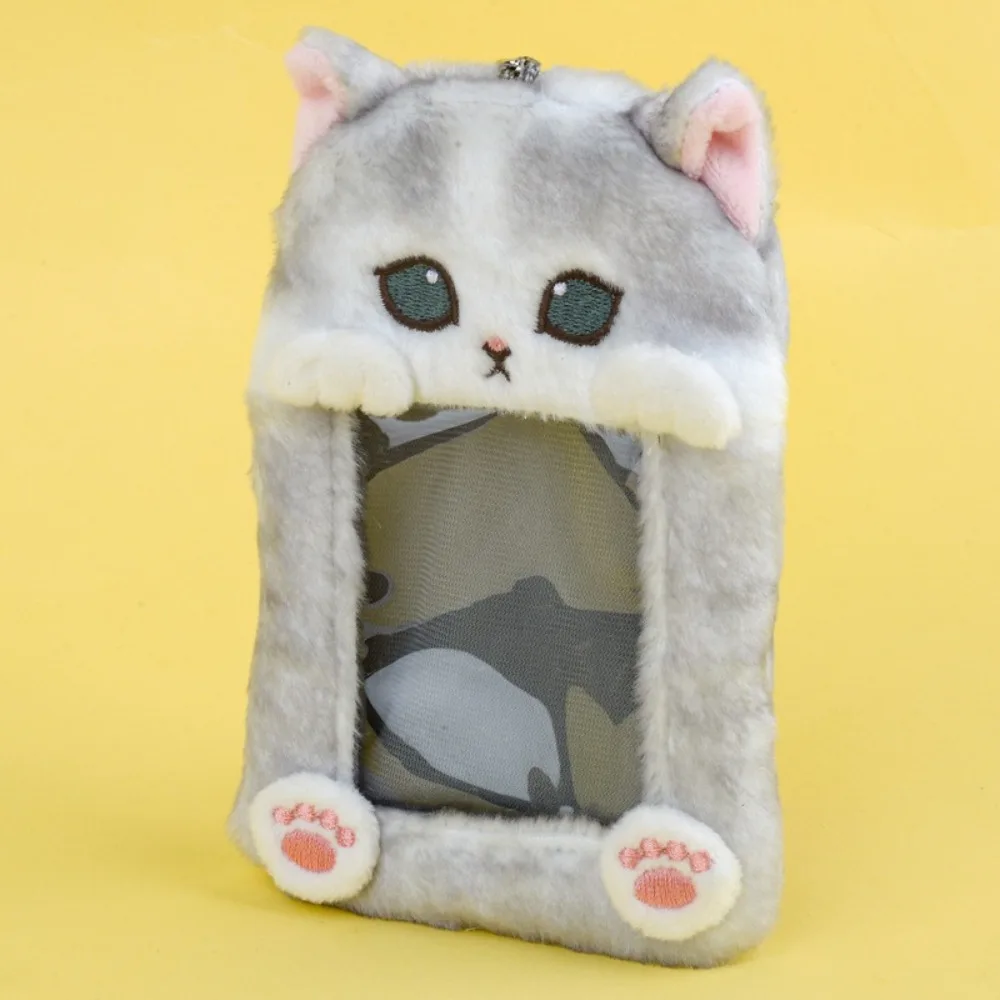 Cute PVC Card Holder Cartoon Cat Plush Card Cover Unisex Bag Pendant