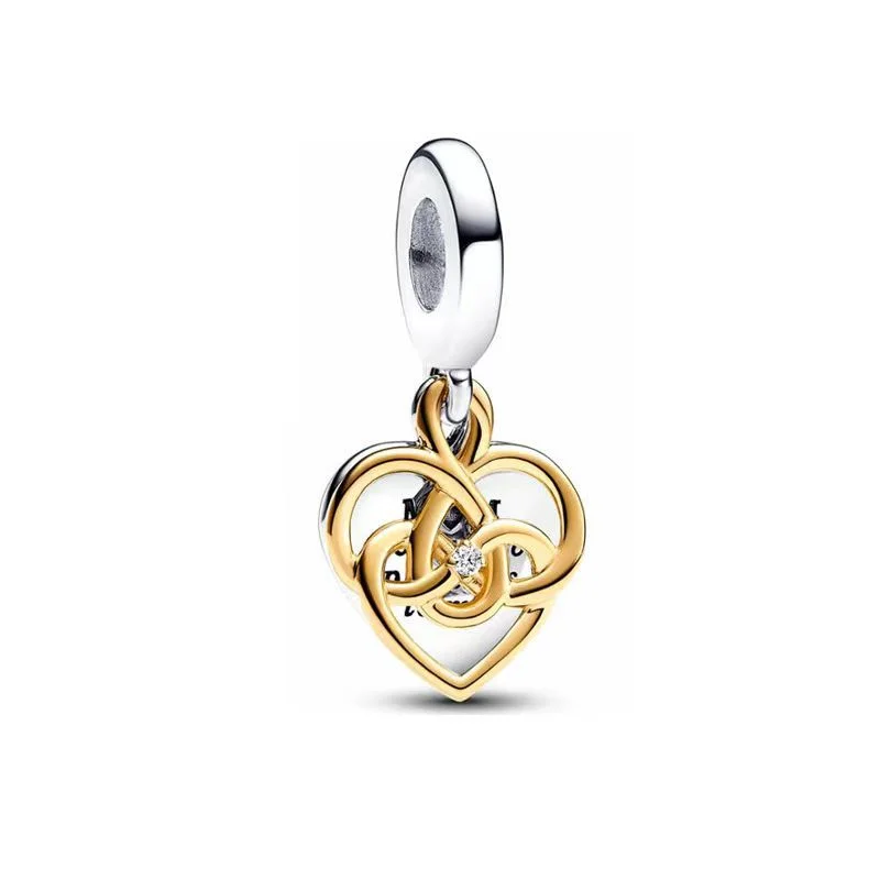 الأصلي 925 الفضة الاسترليني الذهبي القلب النحل القرد دراجة يترك خرزة ساحرة ل سوار ذاتي الصنع قلادة المرأة المجوهرات هدية