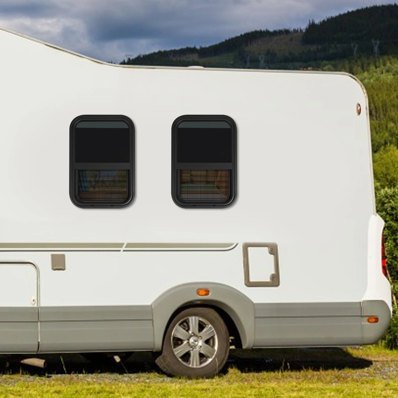 15x22 بوصة عمودي RV نافذة سبائك الألومنيوم الزجاج المقسى مع مشبك شاشة الحشرات على تركيب لشاحنة التخييم #5