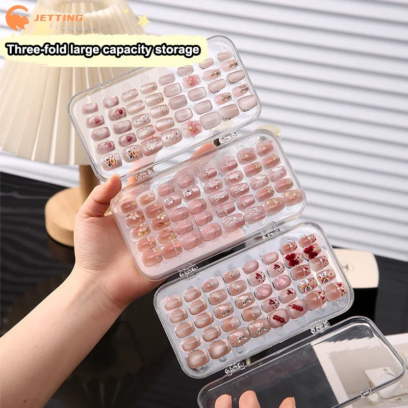 Cajas de almacenamiento de uñas a presión triple, caja de almacenamiento de uñas de plástico transparente, organizador de uñas a presión para exhibición de uñas postizas