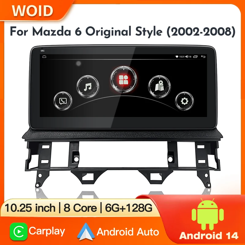 

Android 14 Carplay Auto For Mazda 6 2002- 2008 Car Radio Stereo Multimedia GPS Video Navigation Bluetooth Mirror Link 4G WIFI