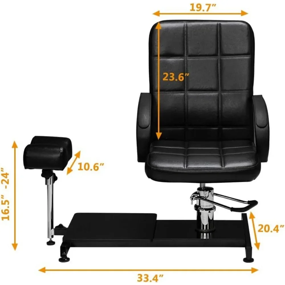 Pedicure Unit Nail Tech with Footrest, Nail Salon Hydraulic Chair Foot Massage Station Relaxation Treatment for Beauty Spa