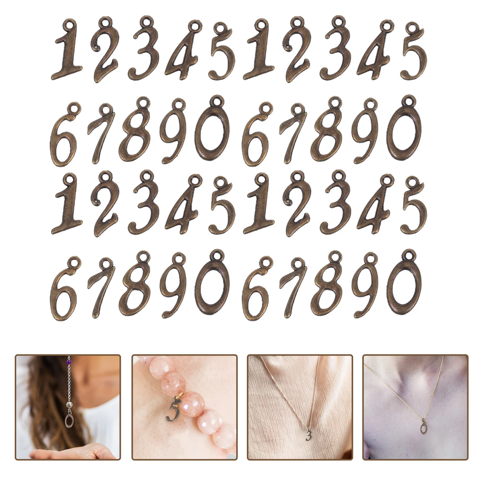 

50Pcs Arabic Numerals Charms 0-9 Number Metal Pendants DIY Jewelry Findings for Bracelets Keychains Accessories