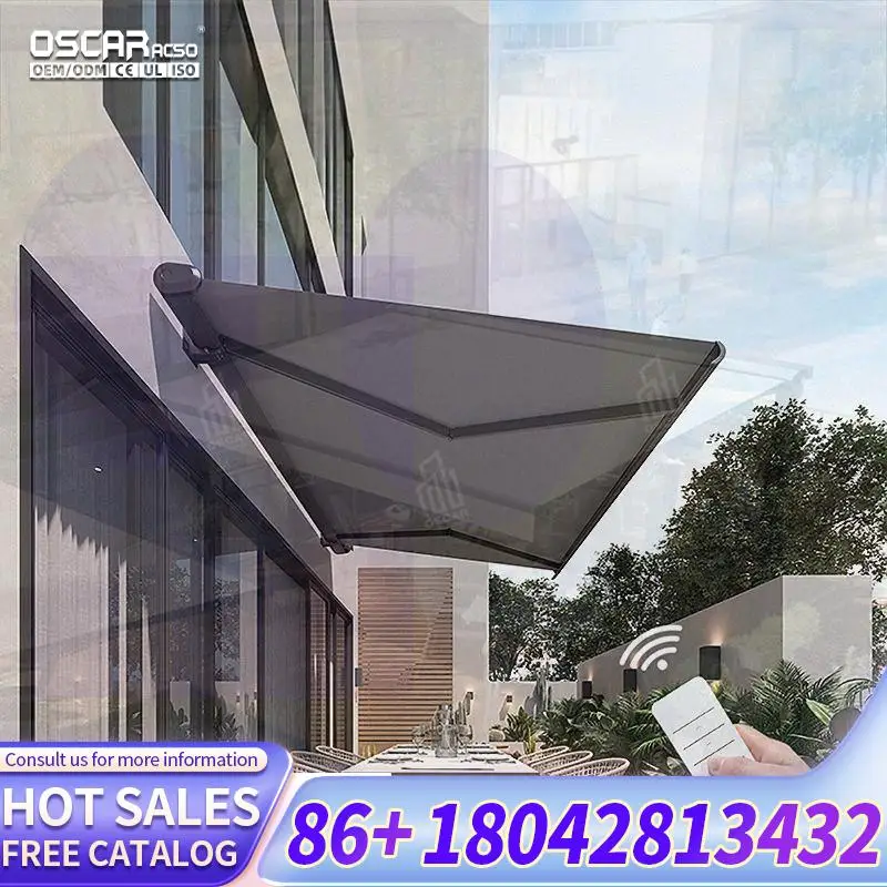 Outdoor Patio Retractable Waterproof Sunshade Canopy Ideal for Gardens Patios Balconies  Retractable Awning