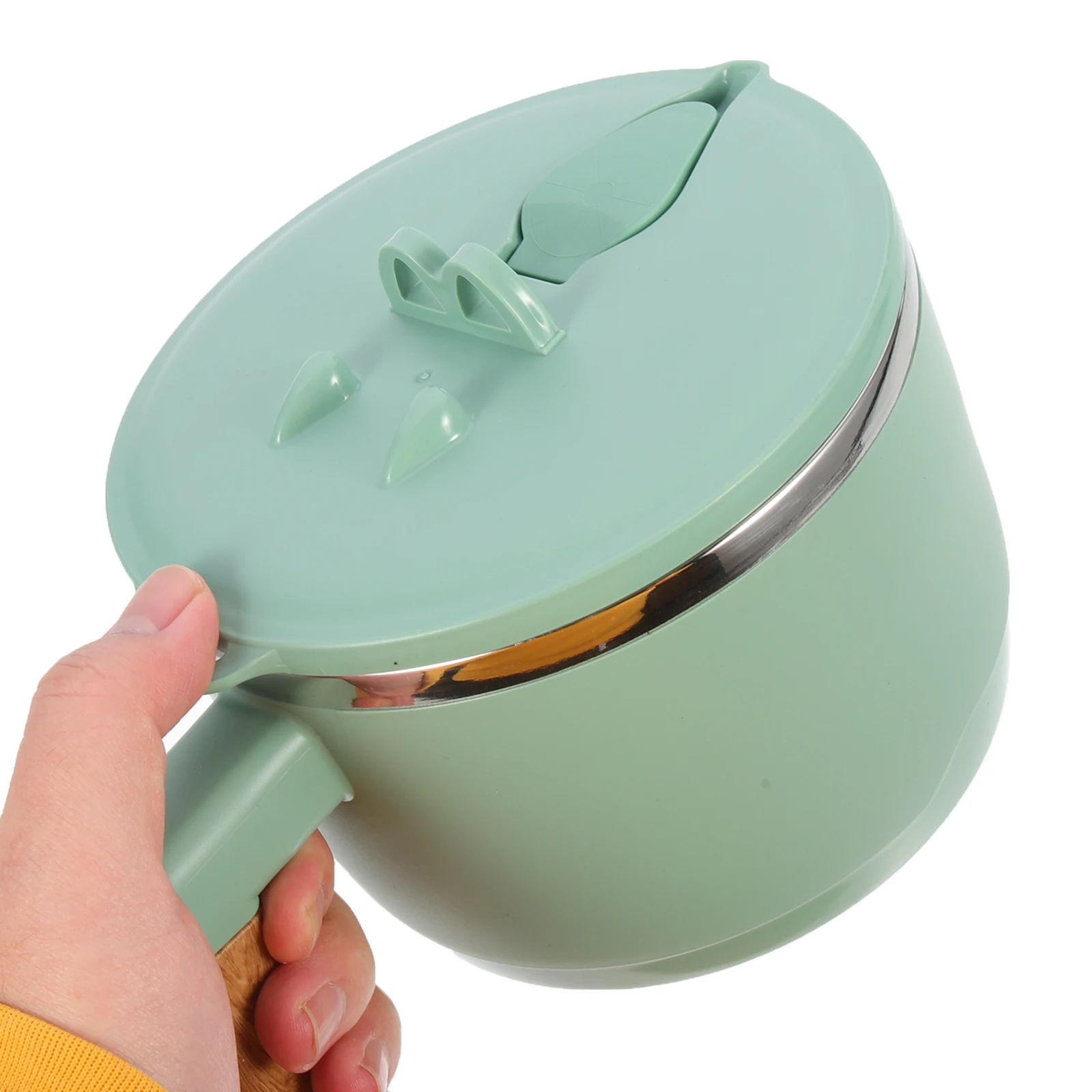 

Insulated Noodle Bowl Stainless Steel Leak Proof Ramen Soup Container Reusable Lunch Box Lid Portable Phone Holder Bento