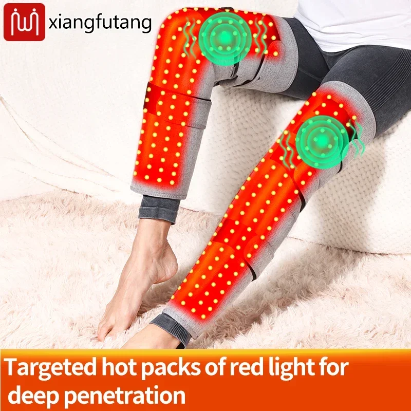 Red Light Heating Massage Leg Brace Winter Thigh Knee Calf Warmer Long Leg Heated Wrap for Pain Relief and Muscle Relaxation