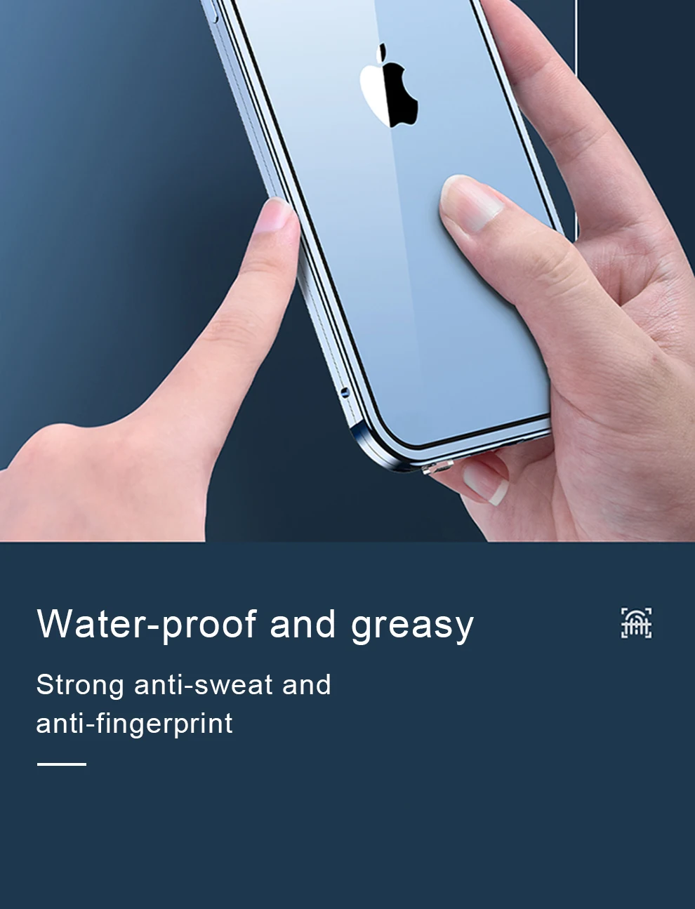 360 ° Vollständiger Schutz aus Metall, magnetisch, doppelseitig, Glas-Snap-Lock-Hülle für iPhone 16 Pro Max, 14, 12, 11, 13, 15 Pro Max, Stoßstangenabdeckung – Detail 3
