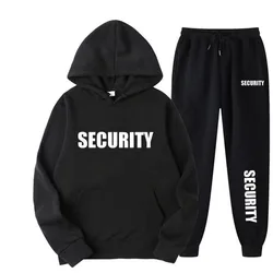 Four Seasons Security Unisex Fashion Harajuku felpa con cappuccio pantaloni della tuta Hip Hop Set