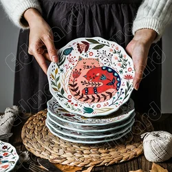 European Style Dinner Plate Ceramic Plates Household Restaurant Design Steak Pasta Dishes Living Room Tableware Set Modern Decor