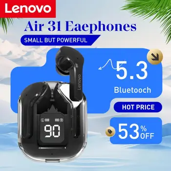 레노버 Air31 투명 디지털 디스플레이 블루투스 헤드셋, 5.3 스포츠 게이밍 노이즈 캔슬링 헤드셋, 안드로이드 및 아이폰 휴대폰용 Best5 레노버 Air31 투명 디지털 디스플레이 블루투스 헤드셋, 5.3 스포츠 게이밍 노이즈 캔슬링 헤드셋, 안드로이드 및 아이폰 휴대폰용 Best5