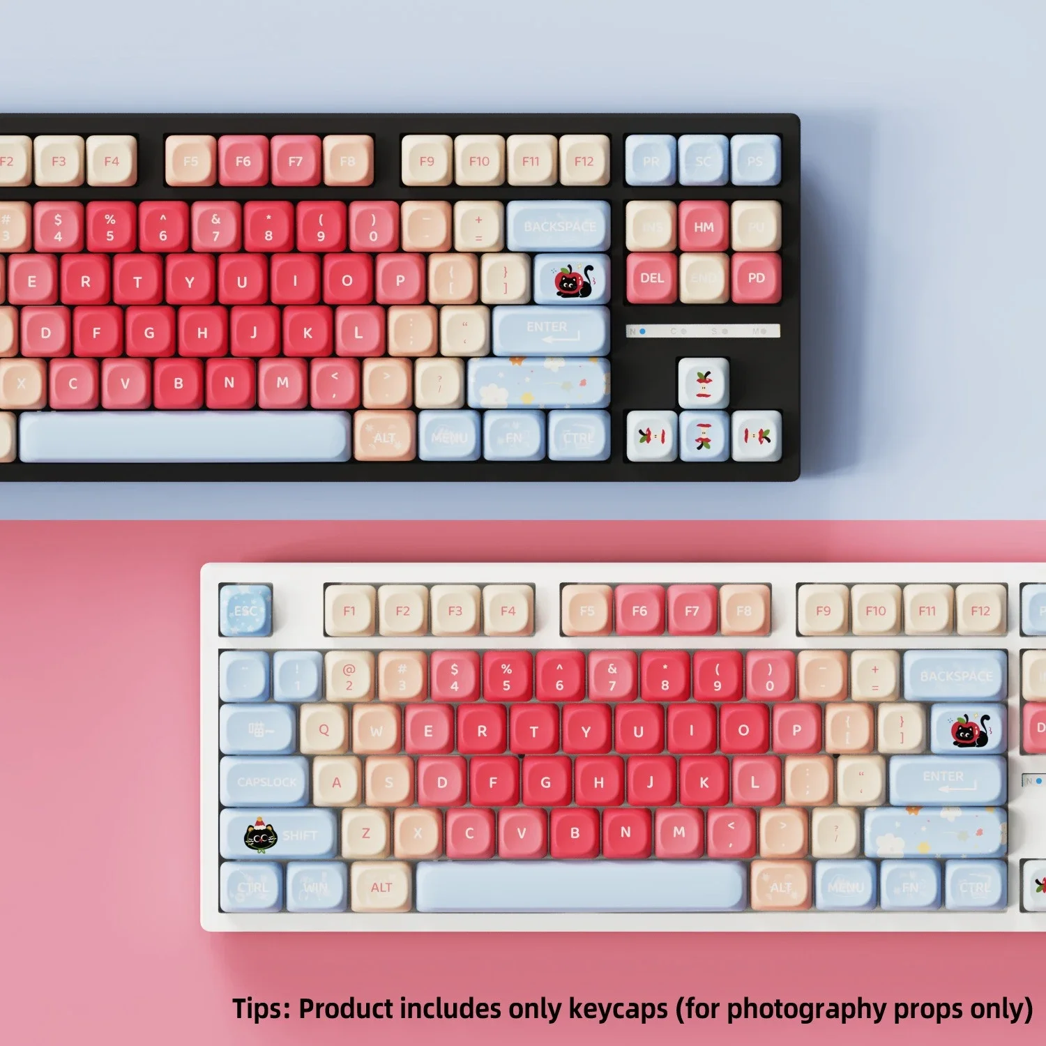 

Милые кейкапы Apple Kitty, профиль MOA, для механических клавиатур с раскладкой 60%, 65%, 75%, TKL, 96%, 100%, для игр и офиса, PBT, DIY