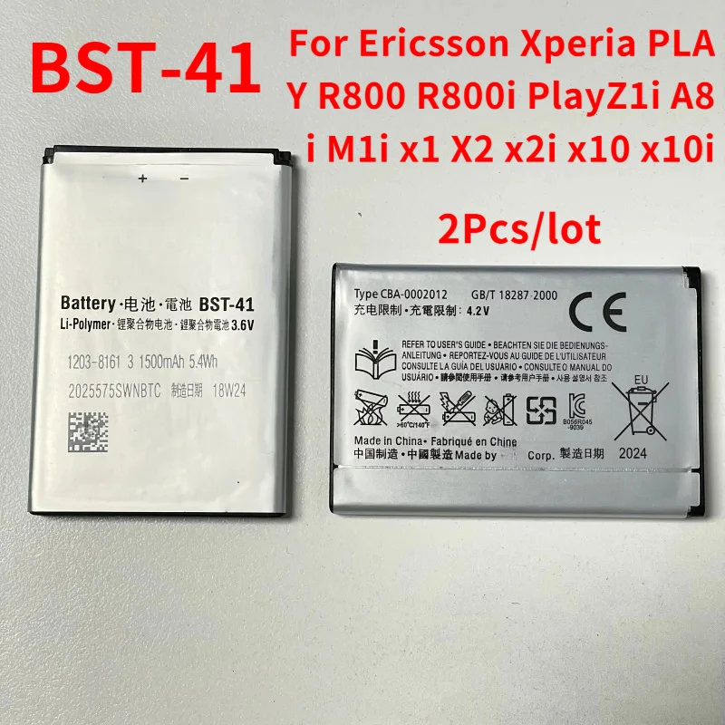 

2Pcs/lot BST-41 Phone Battery For Sony Ericsson Xperia PLAY R800 R800i Play Z1i A8i M1i X1 X2 X2i X10 X10i 1500mAh