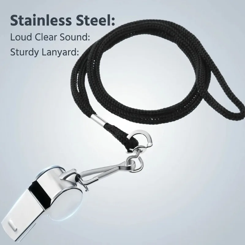 5PCS Loud Metal Whistle Professional With Rope Sport Whistle Wear Resistant Portable Stainless Steel Whistles Referee