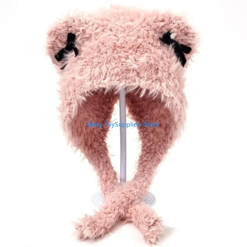 

R1WF Multifunction Earflap Caps with Unique Big Ear Knit Warm Hat Skiing Camping Hiking Caps for Daily Wear & Outdoor Activity