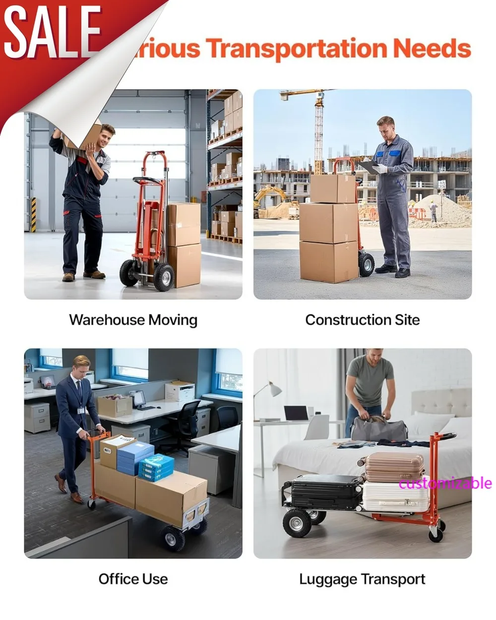 

Новейшая трансформируемая ручная тележка 4-в-1 в популярном стиле, вместимость 1000 фунтов, тележка из алюминиевого сплава для перемещения домашнего офиса, склада