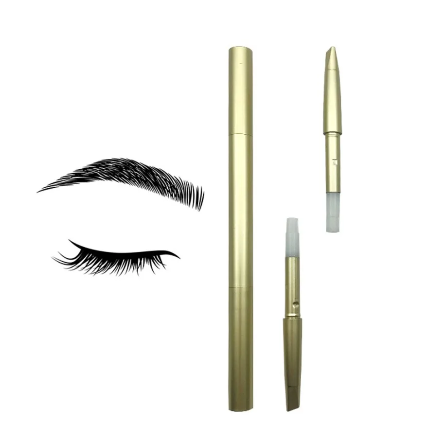 Nachfüllbarer doppelseitiger Augenbrauenstift mit Pinsel, veganes Make-up, Großhandel, Private Label, individuelles Logo, goldene Augenbrauenverstärker