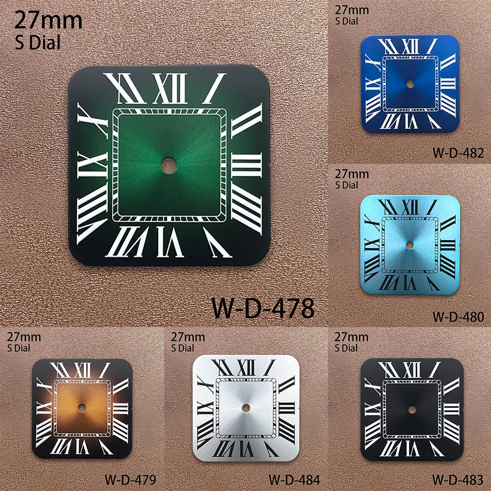 

27mm S Logo Square Rome Dial Suitable For NH35/NH36 Automatic Movement Gradient/White Dial Watch Modification Accessories