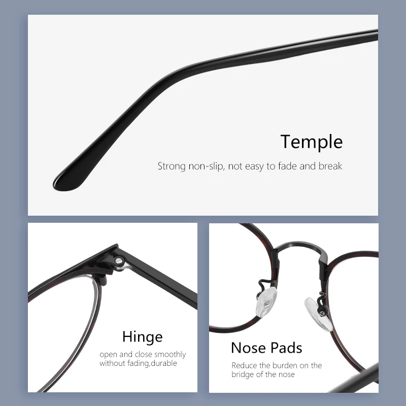 BLUEMOKY メタル円形カスタマイズされた度付きメガネ、男性用光学多焦点近視、抗ブルーライトフォトクロミックレンズ