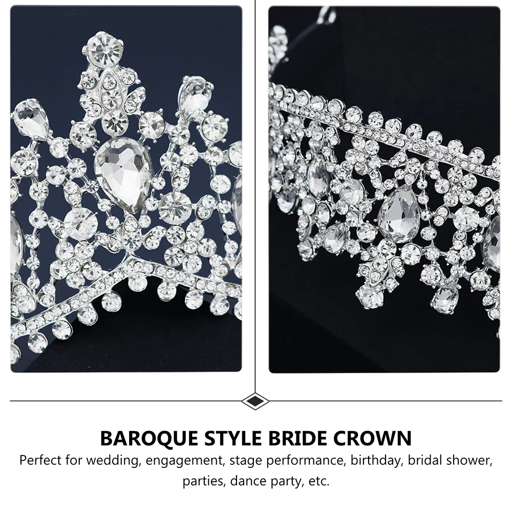 

Rhinestone Crown Bridal Hair Accessories Pearl Tiara Baroque Style Women Wedding Headdress Bride Headwear Lightweight Durable