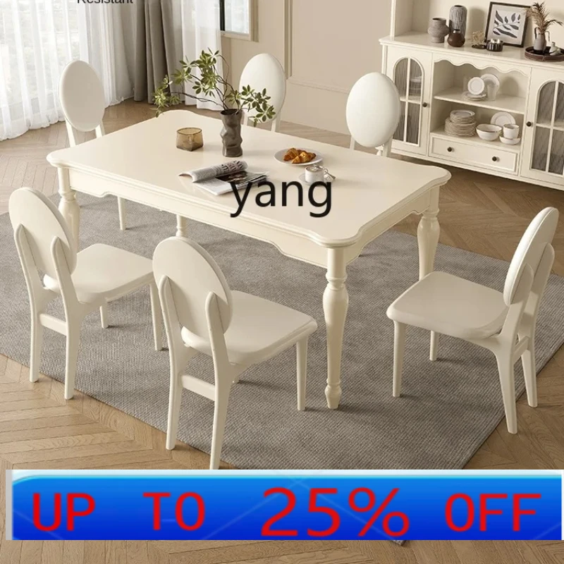 

Lmm Solid Wood Long Table Light Luxury Rectangular Dining Tables and Chairs Combination