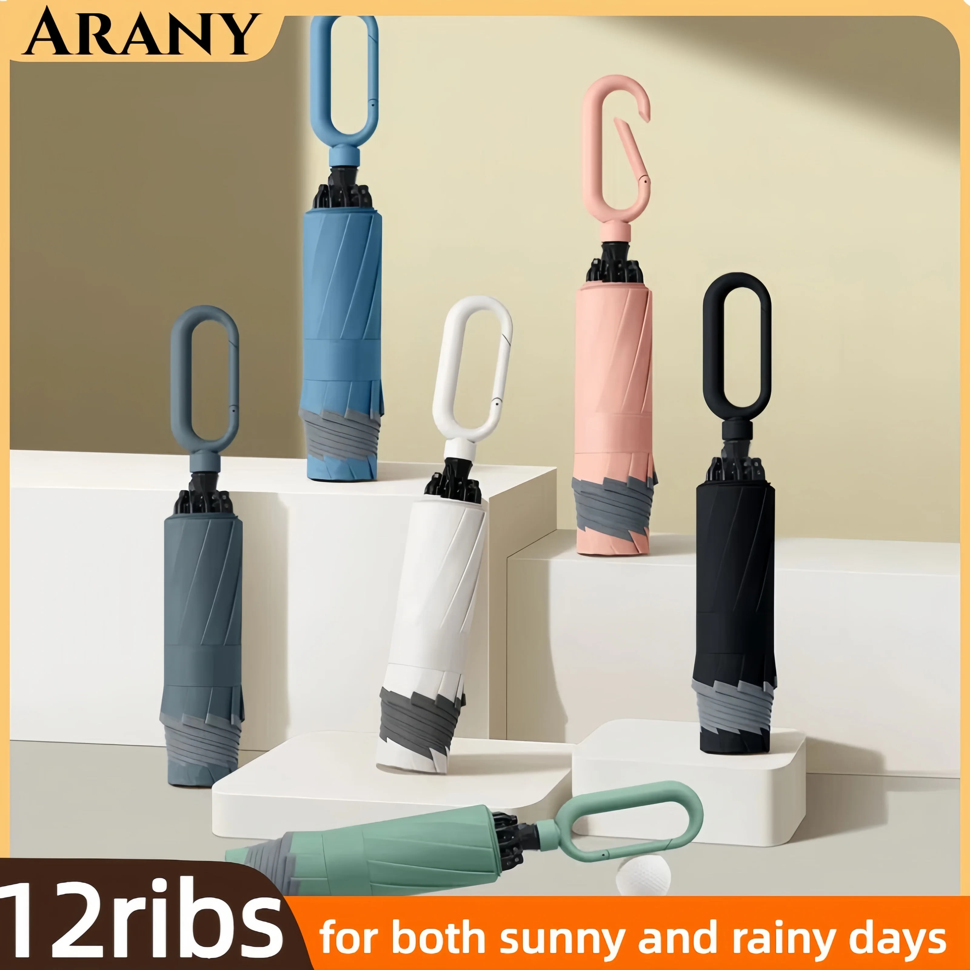 

ARANY New Ring-button Handle Creative Reverse Umbrella Manual Storm-resistant Umbrella Hook Portable Folding Umbrella 3단 자동우산