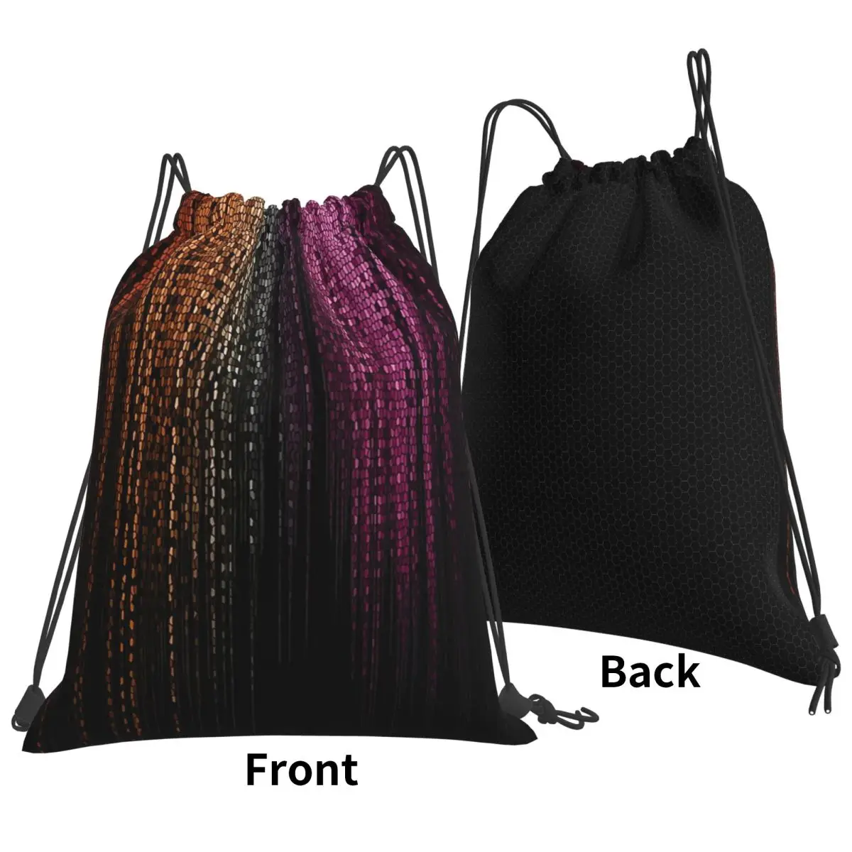 Faux Glitter Rainbow Pride Flag LGBT Gay Lesbian Backpacks Portable Drawstring Bags Sundries Bag Book Bags for Travel School