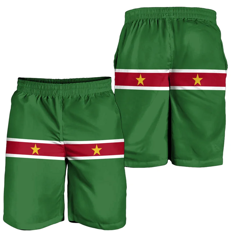 Surinam Flag Map 3D Print Short Pants For Men Clothes Casual Hawaii Beach Shorts Suriname National Emblem Trunks Male Trousers