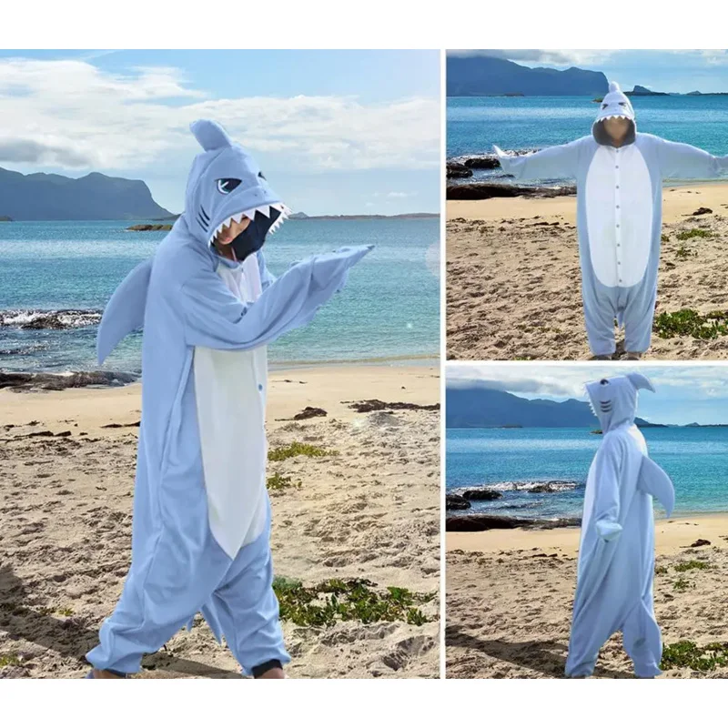 

2025 Animal Pajamas Women New Shark Men Pyjamas Costumes Cartoon Sleepsuit Sleepwear❤❤dd