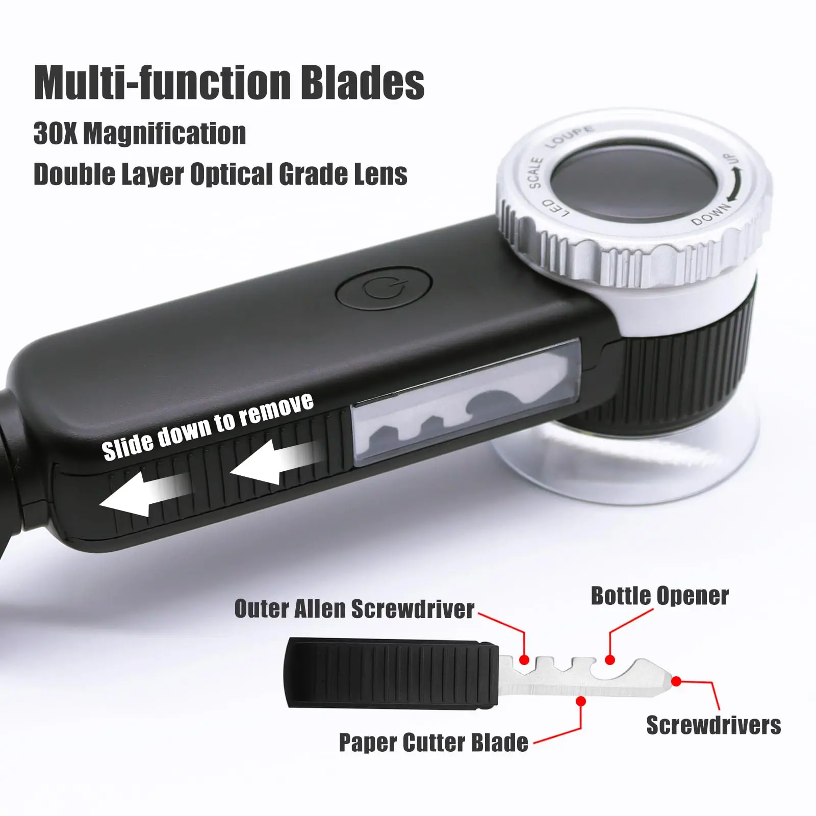 Imagem -04 - Led uv Handheld Iluminado Magnifier com Lâmina Lupas Recarregáveis Jewelers Loupe Gem Jade Jewelry Repair 30x