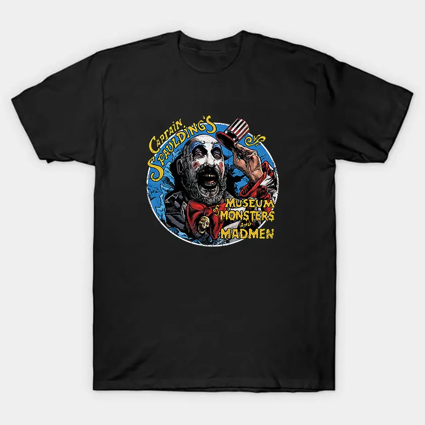 

Scary halloween horror movie House of 1000 Corpses Big Top Spaulding museum monsters and madmen 100% cotton printed t shirt