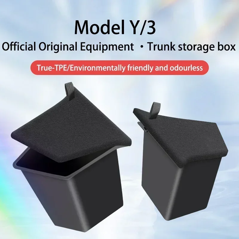 4Pcs For Tesla Model 3 Highland Y Trunk Side Storage Box 2022 2024 For Lid Reinforced Handle Car Interior Accessories Black