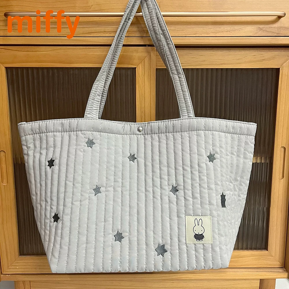 

Kawaii Miffy, милая сумка на одно плечо с мультяшным кроликом и вышивкой, модная сумка большой емкости для хранения, подарок для девочек