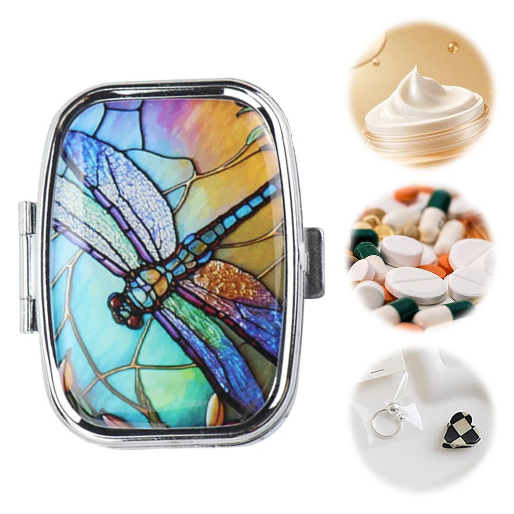 

3pc Portable Travel Cases with Colored Jwelery Organizers Small Pill Container Decorative Medicine Storage Box Dual Compartment