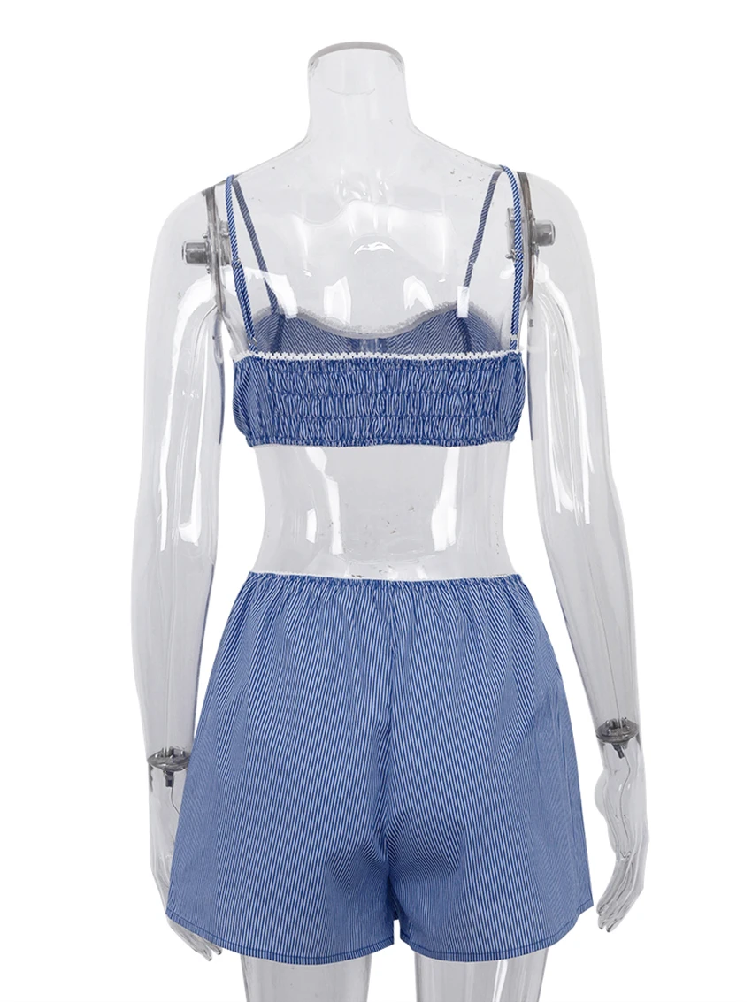 Marthaqiqi Summer Ladies Nightwear Set Tank Tops Sleepwear Crop Top Nightgown Tank Tops Pajama Shorts Casual Female Nightie Suit