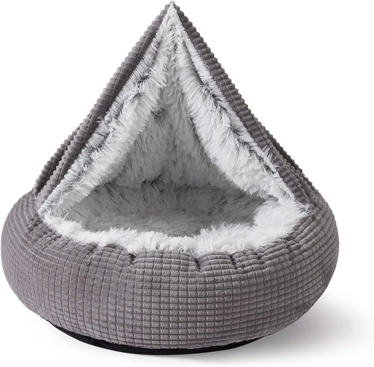 

Cozy Round Dog Bed with Blanket, Calming Cave for Medium Dogs, Anti-Slip Bottom, 26inch