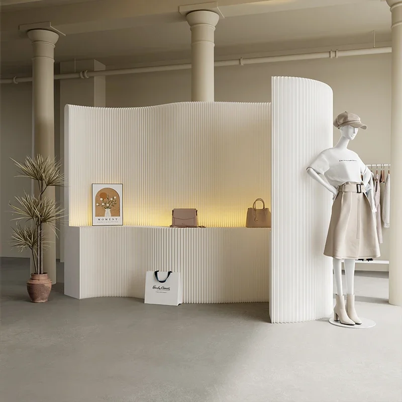 2026 Paper Wall Folding Accordion Kraft Paper Honeycomb Folding Portable Partition Wall With LED Light Fair Event Exhibition
