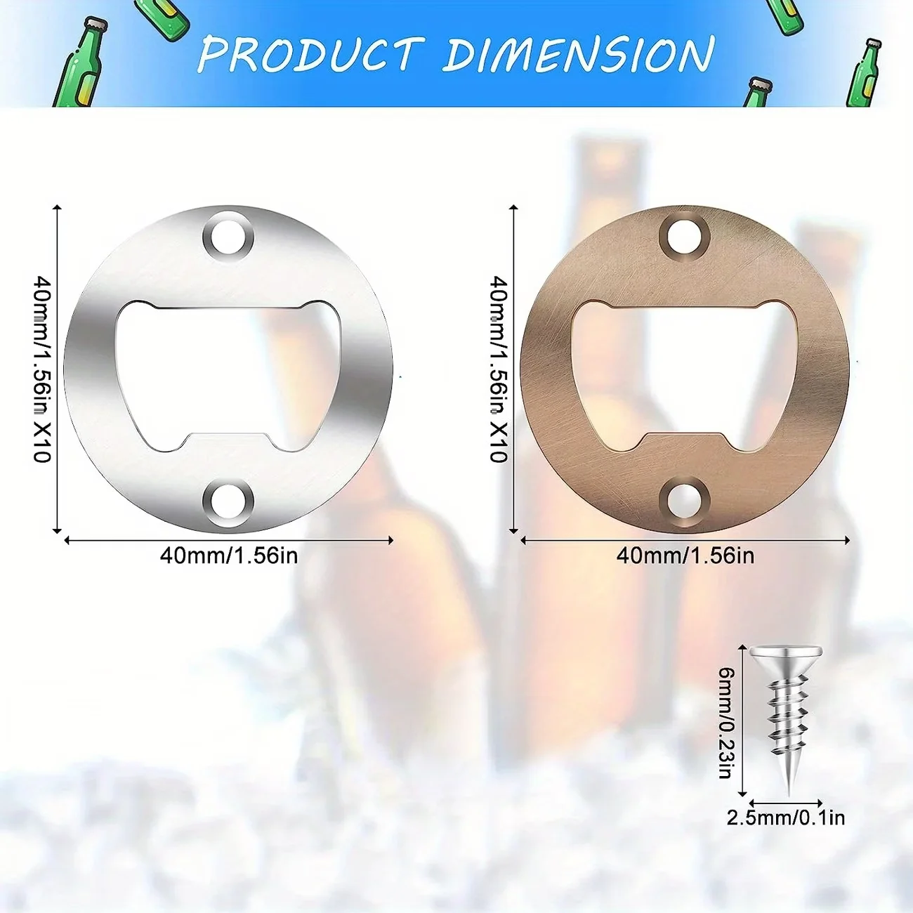 50PCS Mix Color DIY Bottle Opener Insert Kits Hardware Parts Accessories for Resin Mold Handmade Iron Bottle Opener Tools