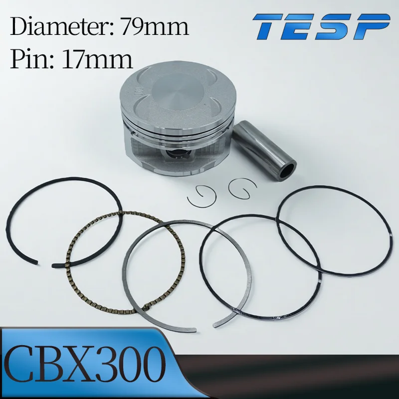 Kit de Pistão para Motocicleta 79mm Diâmetro 17mm Pino para Honda CBX300 CBX250 XR300 250CC 300CC Conjunto de Pistão do Motor com Anéis