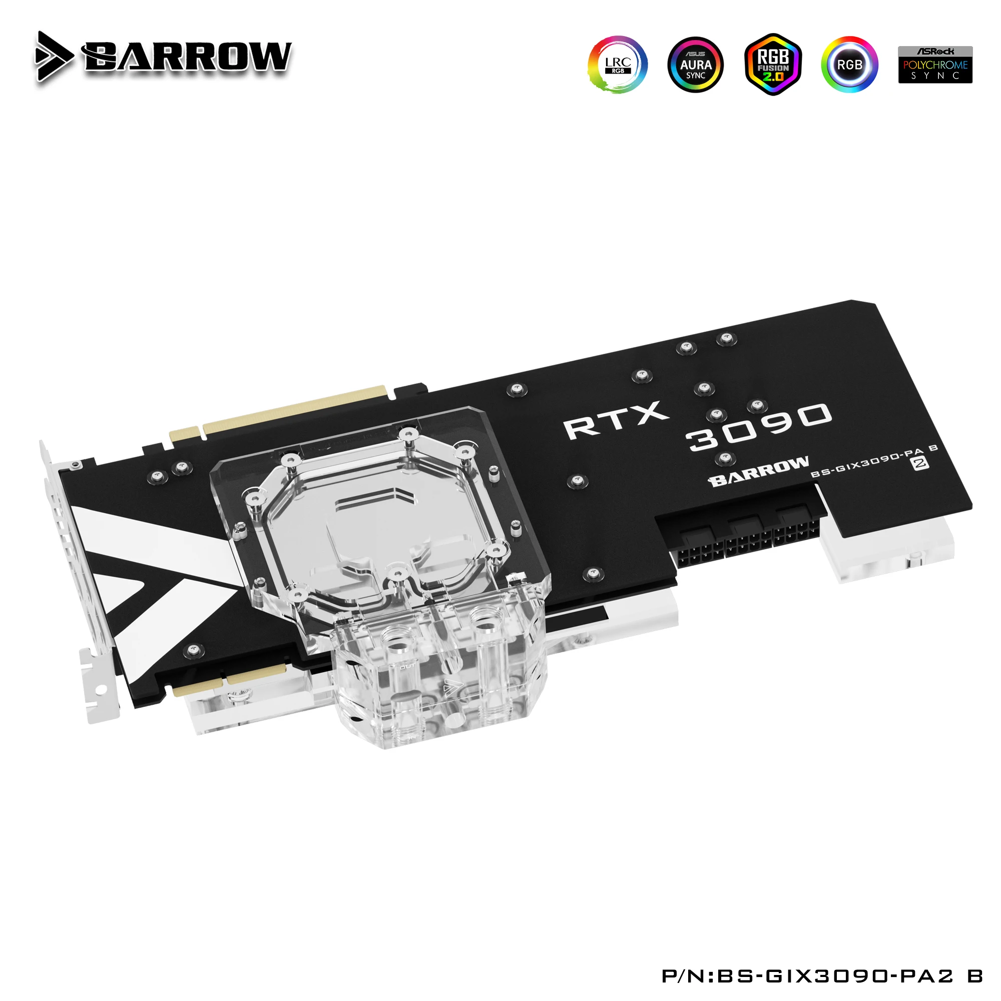 Imagem -02 - Bloco de Água de Cobre Barrow para Gigabyte-rtx Aorus 3090 3080 Xtreme Max 10g 24g Cartão Gpu de Cobertura Total Bs-gix3090-pa2