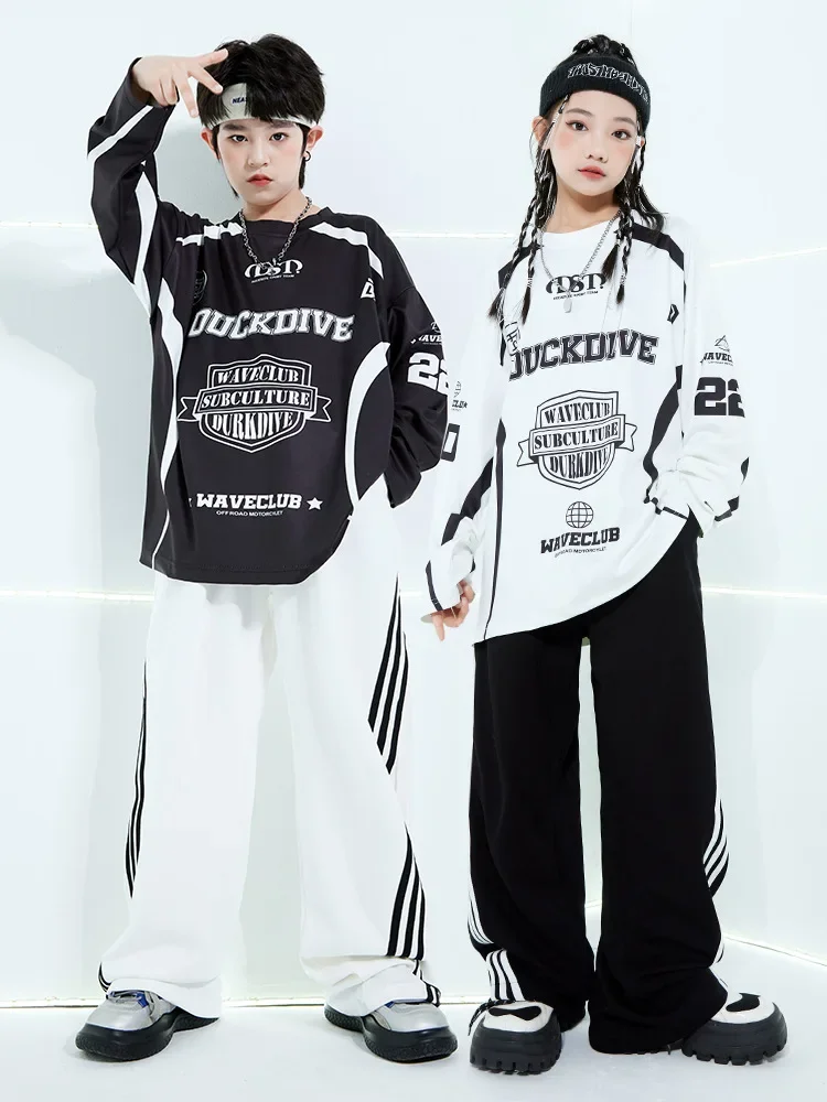 Jongens Zomer Meisjes Brief Korte Mouw T-shirt Wijde Pijpen Broek Street Wear Kids Jazz Kleding Mode Hip Hop Danskostuums